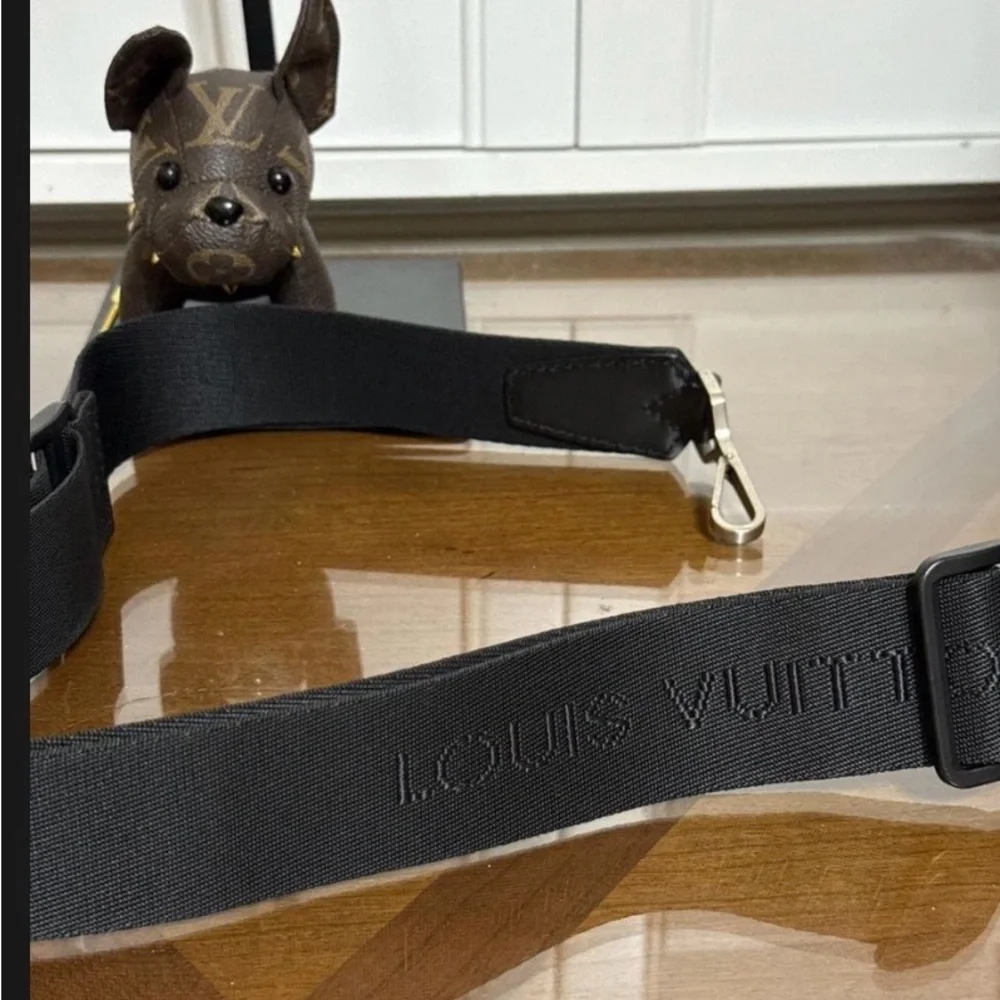 Louis Vuitton Black Embossed Logo Wide Shoulder Strap